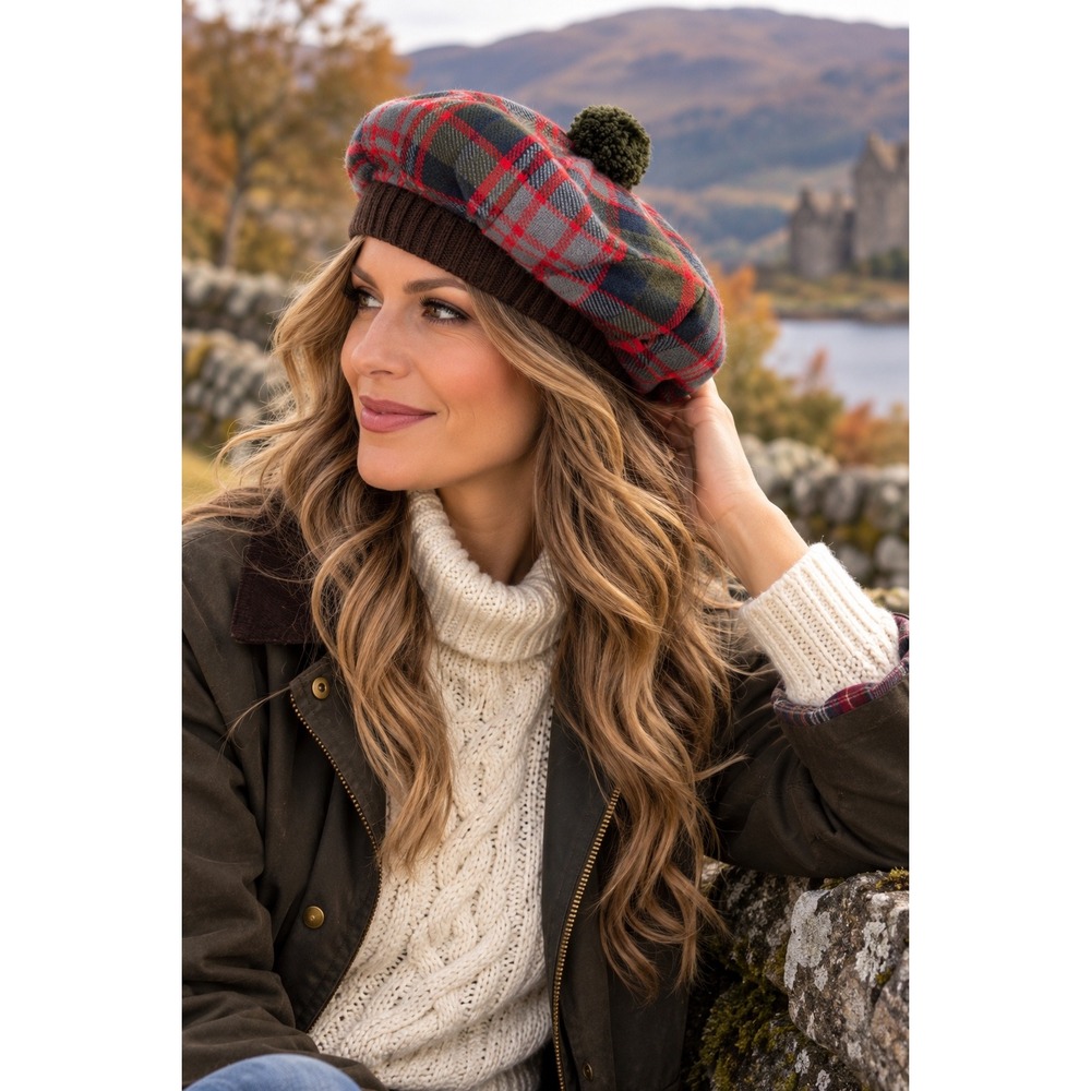 Scot-CNI Scottish Tam O Shanter Hat McDonald Tartan Pure New Wool Made in UK